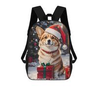sinyumoney Corgi Christmas Dog Backpack School Bag High Secondary School Bags Casual Backpack for Campus Outdoor Travel Sports 17inch