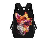 sinyumoney Corgi Dog Abstract 3D Printed Children's School Backpack for Kids High Capacity Travel Rucksacks Book Bags Kids School Bag Back Pack 17inch