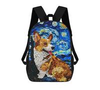 sinyumoney Corgi Dog Bead Art Backpack School Backpack Kids School Bag Large Capacity Kids Backpack for School Rucksack 3D Book Bag Gifts for Kids 17inch