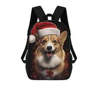 sinyumoney Corgi Dog Christmas Animal Children's Backpacks School 3D Printed Bag Bookbag for Kids Travel Rucksacks Boy Girl Book Bags Kids School Bag 17inch