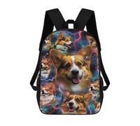 sinyumoney Corgi Dog Galaxy Print Backpack School Bag High Secondary School Bags Casual Backpack - Perfect for Travel, Work And Daily Use 17inch