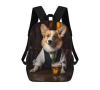 sinyumoney Corgi Dog in The Bar Children's Backpacks School Backpack 3D Printed Backpack for Kids Travel Rucksacks Book Bags Kids School Bag 17inch