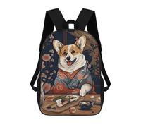 sinyumoney Corgi Dog Japanese Food School Backpack Lightweight Airport College Students Back Pack for Girls Boys Teenage 17inch