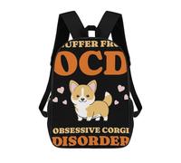 sinyumoney Corgi Dog Lover School Backpack Daypacks Business Backpack Water Resistant Bookbag for School/Work/Travel 17inch
