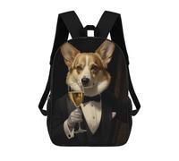 sinyumoney Corgi Dog with Tuxedo School Bags Daypacks Business Backpack Water Resistant Bookbag for Men, Women & Teenage Boys 17inch