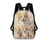sinyumoney Corgi Family Sketch 3D Printed 17inch School Bag Children's School Backpack Travel Backpacks Casual Fashion Bag for Kids School Students