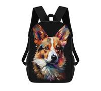 sinyumoney Corgi Geometric Abstract Children's School Backpack Fashion Casual Children's Backpacks 3D Printed School Bags Boy Large Backpack 17inch