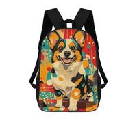 sinyumoney Corgi in Retro Style Welsh Corgi Art Print - Vibrant And Abstract Dog Decor School Backpack Large Water Resistant Laptop Backpack for Boys/Girls/Teenagers 17inch
