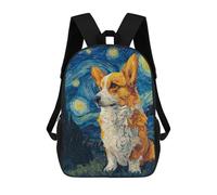 sinyumoney Corgi Night Sky Painting-1 Children's Backpacks 17inch School Backpack 3D Printed Bag Bookbag for Kids Travel Rucksacks Boy Girl Book Bags Kids School Bag