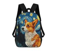 sinyumoney Corgi Night Sky Painting-2 3D Printed Kids 17inch Backpacks Boys Fashion Travel Backpacks School Bag for Boys Elementary And Middle School Students