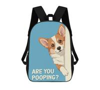 sinyumoney Corgi Peeking Are You Pooping Backpack School Bag Rucksack for Girls Boys Backpacks Large Capacity Kids Back Pack Lightweight School Bags for Children Students 17inch