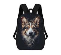 sinyumoney Corgi Portrait with Digital Dust Effect Kids School Backpack 17 Inch School Bag 3D Printed School Bag for Boys Elementary And Middle School Students