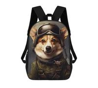 sinyumoney Corgi Soldier Backpack School Bag Business Durable Laptop Bag- Perfect for Travel, Work And Daily Use 17inch