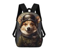 sinyumoney Corgi Soldier Rucksack Fashion Stationery Backpack Waterproof Casual Daypacks for Men, Women & Teenage Boys 17inch