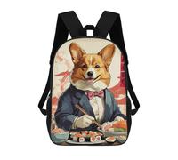 sinyumoney Corgi Sushi Ronaldo Backpack, Children's Backpack, Student School Bag, Book Bag, 3D Printed School Bag For Boys And Girls, 17inch