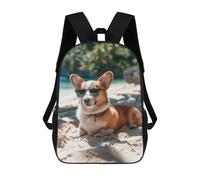 sinyumoney Corgi Tropical Beach Chill Kids Backpack Girls 3D School Bags, Children's Rucksack Toddler Schoolbag,Casual Daypacks Fashion Bookbag Bag 17inch
