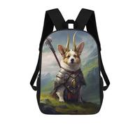 sinyumoney Corgi Viking Backpacks Kids School Backpack School Bag 3D Printed School Bag for Boys Elementary And Middle School Students 17inch