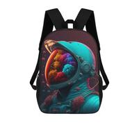 sinyumoney Cosmic Astronaut Helmet-1 Backpacks 3D Printed Kids School Backpack Outdoor Casual Daypack Fashion Casual Children Backpacks Cute Travel Bags 17inch