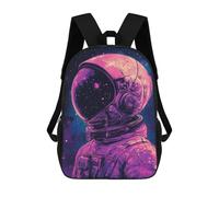 sinyumoney Cosmic Astronaut Helmet Art Print School Bag 3D Printed Children's School Backpack Casual Fashion Travel Backpacks for Kids School Students 17inch