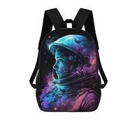sinyumoney Cosmic Astronaut Portrait-2 17 Inch Backpacks Kids Schoolbag,3D Printed Elementary And Middle School Students Backpacks for Boys Girls