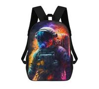 sinyumoney Cosmic Astronaut Portrait Kids School Backpack 3D Printed Fashion School Bag Casual School Bag for Boys Elementary And Middle School Students 17inch