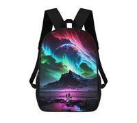 sinyumoney Cosmic Aurora Landscape Backpacks Kids School Backpack School Bag 3D Printed Fashion School Bags for Boys Elementary And Middle School Students 17inch