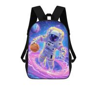 sinyumoney Cosmic Basketball Astronaut Art 3D Printed 17inch Kids School Bag Rucksacks Children's School Fashion Casual Back Pack High Capacity Travel Book Bags