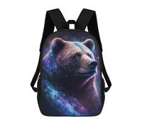 sinyumoney Cosmic Bear Portrait Artwork-1 17 Inch Kids Backpack Fashion Fun Backpack Book Bag for Boys And Teenager 3D Printed for Boys