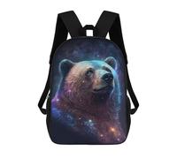 sinyumoney Cosmic Bear Portrait Print-2 Backpacks Kids 17inch School Backpack School Bag 3D Printed School Bag for Boys Elementary And Middle School Students