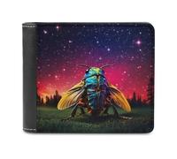 sinyumoney Cosmic Beetle in Twilight 3D Print Clutch Purse Slots ID Window RFID Blocking Leather Men's Wallet Youth Guys 11.7cm*9.5cm