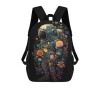 sinyumoney Cosmic Botanical Astronaut Rucksacks 3D Printed Children Backpacks Fashion Casual Daypack Cute Travel Bags Outdoor Casual Daypack for Boy And Girl 17inch