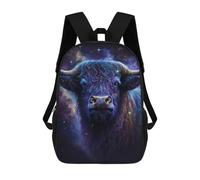 sinyumoney Cosmic Bull Portrait Art Print Backpack School Water Resistant Travel Backpack Computer Bag - Perfect for Travel, Work And Daily Use 17inch