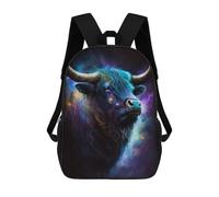 sinyumoney Cosmic Bull Portrait Artwork School Backpack Water Resistant School Bag Business Backpack for Men/Women 17inch