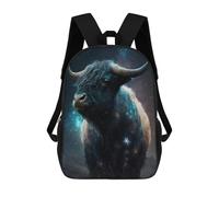 sinyumoney Cosmic Bull with Galaxy Fur Backpack School Bag Large School Backpack for Boys - Perfect for Travel, Work And Daily Use 17inch