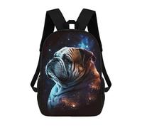 sinyumoney Cosmic Bulldog Portrait-2 School Backpack Large School Backpack for Boys for Campus Outdoor Travel Sports 17inch