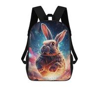 sinyumoney Cosmic Bunny Backpack School Backpack Kids School Bag Large Capacity Kids Backpack for School Rucksack 3D Book Bag Gifts for Kids 17inch