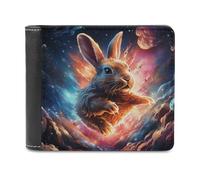 sinyumoney Cosmic Bunny Journey 3D Print Clutch Purse ID Window Coin Slots Note Section Soft Convenient Purse Youth Guys 11.7cm*9.5cm
