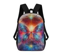 sinyumoney Cosmic Butterfly Watercolor Painting Children's 17 Inch School Backpack 3D Printed Anime Movies for Kids Travel Rucksacks Book Bags Kids School Bag