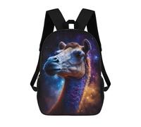 sinyumoney Cosmic Camel Portrait-3 17 Inch Backpacks Kids Schoolbag,3D Printed Elementary And Middle School Students Backpacks for Boys Girls