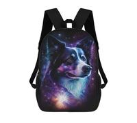 sinyumoney Cosmic Canine Canvas Print-3 Children's 17 Inch School Backpack 3D Printed Cool Knapsack for Kids Travel Rucksacks Book Bags Kids School Bag