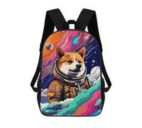 sinyumoney Cosmic Canine Explorer-4 3D Printed 17inch Kids School Backpack School Bag Fashion Rucksacks for Boys Elementary And Middle School Students