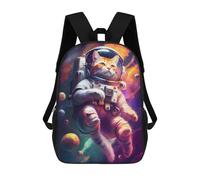 sinyumoney Cosmic Cat Astronaut 3D Printed Children's School Backpack for Kids High Capacity Travel Rucksacks Book Bags Kids School Bag Back Pack 17inch