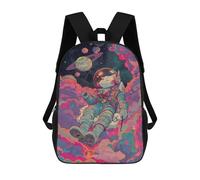 sinyumoney Cosmic Cat Astronaut Adventure-1 Children's Backpacks 17inch School Backpack 3D Printed Bag Bookbag for Kids Travel Rucksacks Boy Girl Book Bags Kids School Bag