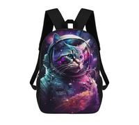 sinyumoney Cosmic Cat Astronaut Art Print-6 Kids Backpack,School Backpack Kids School Bag 3D Printed Cartoon Large Capacity Backpack for Kids Boys And Girls 17inch