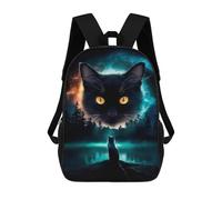sinyumoney Cosmic Cat Dream Backpack with Pocket 3D Printed Backpacks, Travel Rucksacks Book Bags Kids School Bag 17inch