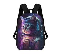 sinyumoney Cosmic Cat Explorer-1 17 Inch Backpacks Kids Schoolbag,3D Printed Elementary And Middle School Students Backpacks for Boys Girls
