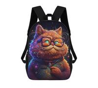 sinyumoney Cosmic Cat Explorer-3 17 Inch Backpacks Kids Schoolbag,3D Printed Elementary And Middle School Students Backpacks for Boys Girls