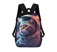 sinyumoney Cosmic Cat Explorer Kids School Backpack 3D Printed Backpacks Fashion School Bag Rucksacks for Boys Elementary And Middle School Students 17inch