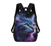 sinyumoney Cosmic Cat Galaxy Art Print-2 Backpack School Bag Daypacks Business Backpack Water Resistant Bookbag for Girls Boys Teenage 17inch