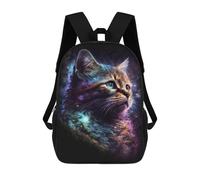 sinyumoney Cosmic Cat Galaxy Print Kids School Backpack 17 Inch School Bag 3D Printed School Bag for Boys Elementary And Middle School Students